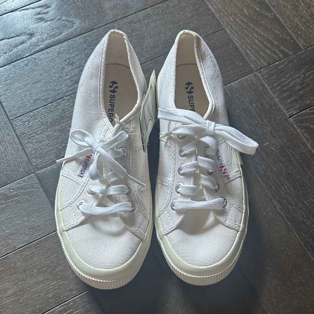 Superga Women's Classic White Lace-Up Sneakers